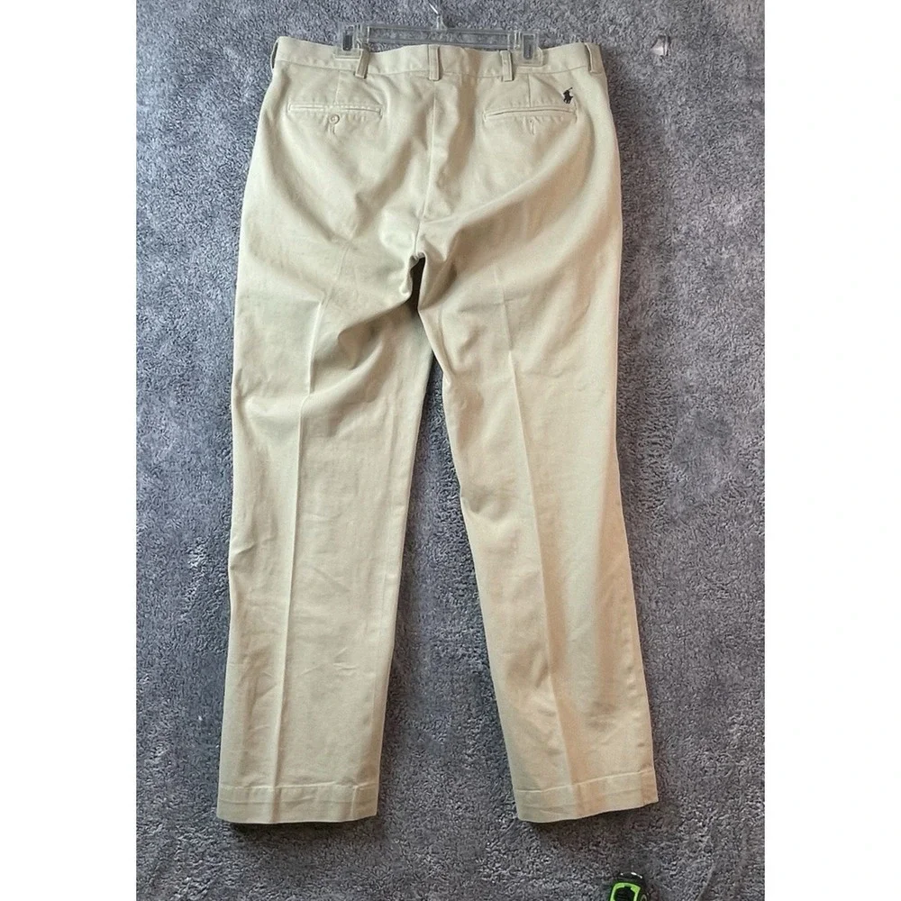 Polo Ralph Lauren Suffield Pants Size 36x32 Beige Flat Front Chino Khakis Preppy
